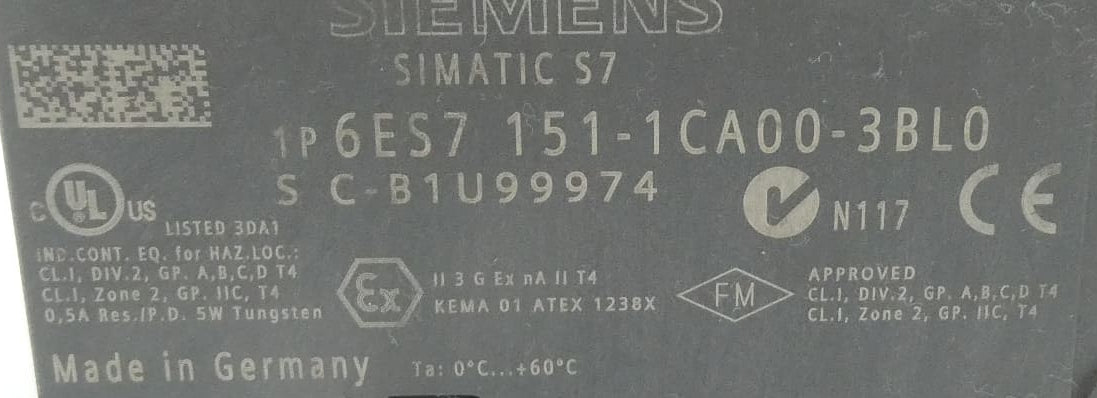 Siemens 6ES7151-1CA00-3BL0 ET200S Terminal Modul