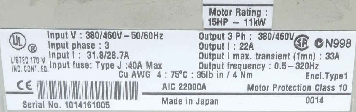 Blemo ER2 Frequenzumrichter 15HP - 11kW