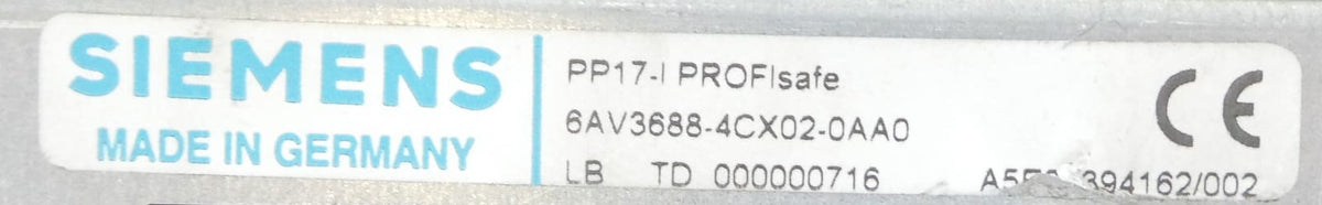 Siemens 6AV3688-4CX02-0AA0 PROFIsafe SIMATIC PP17-I Push Button Panel