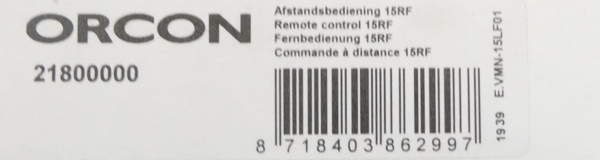 Orcon 21800000 Fernbedienung 15RF