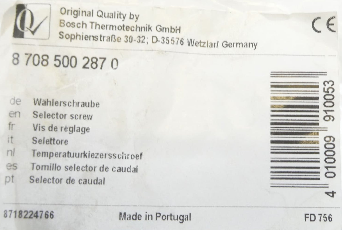 Junkers / Bosch 87085002870 Wählerschraube